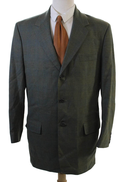 J Crew Men Green 100% Wool Suit Jacket Collared Button Classic Size 42