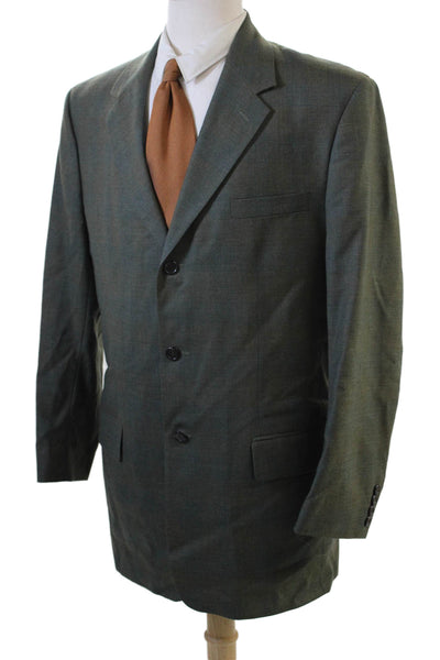 J Crew Men Green 100% Wool Suit Jacket Collared Button Classic Size 42