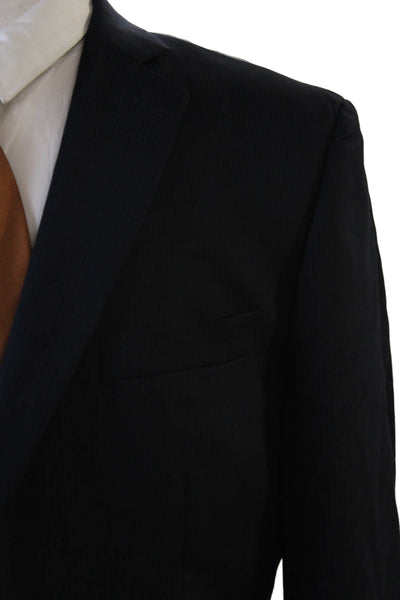 DKNY Mens Dark Blue 100% Wool Solid Suit Jacket Button Size 44