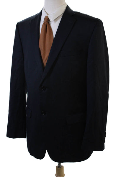 DKNY Mens Dark Blue 100% Wool Solid Suit Jacket Button Size 44