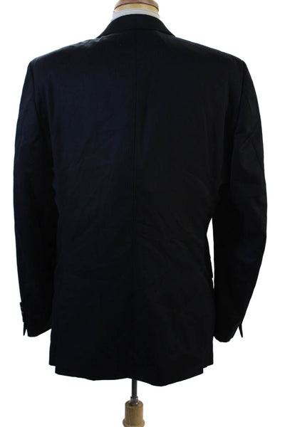 DKNY Mens Dark Blue 100% Wool Solid Suit Jacket Button Size 44