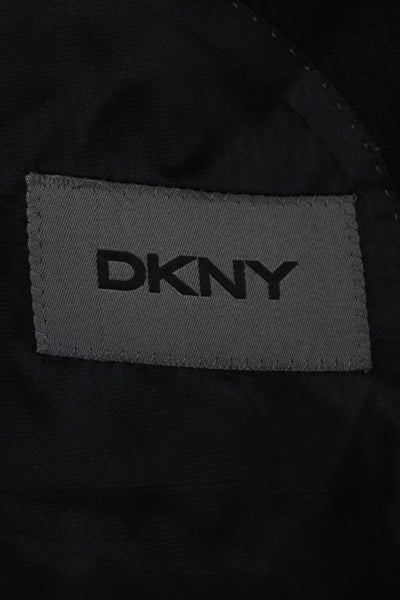 DKNY Mens Dark Blue 100% Wool Solid Suit Jacket Button Size 44