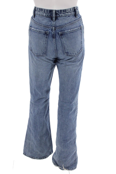 Zara Women Bootcut Flared Jeans Blue High Rise 33in Inseam Size 0