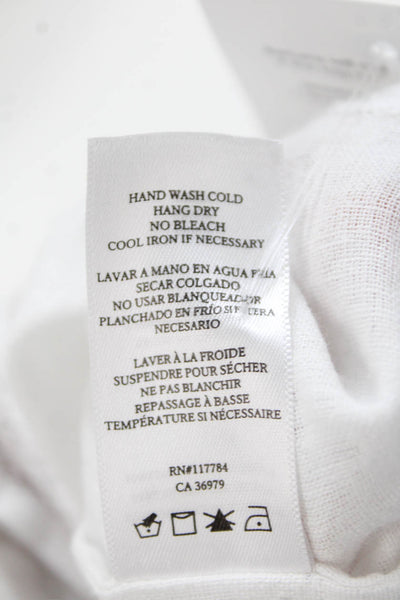 Rails Women Bohemian White Linen Blend Button-Up Blouse Short Sleeve Size S