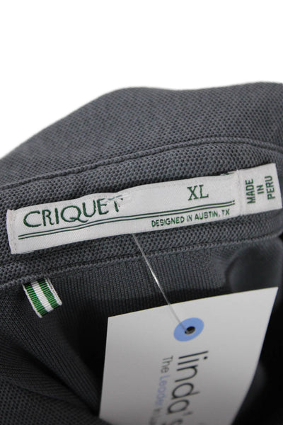 Criquet Mens Cotton Collar Long Sleeve Polo Shirt Dark Gray Size XL