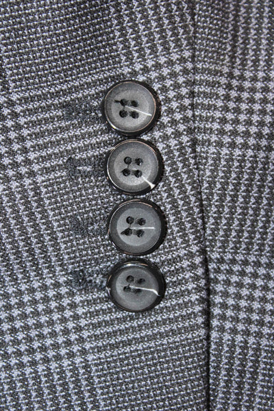 Angelo Rossi Men Dark Gray Plaid Suit Jacket Button Closure Collared Size 40