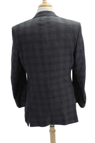 Angelo Rossi Men Dark Gray Plaid Suit Jacket Button Closure Collared Size 40