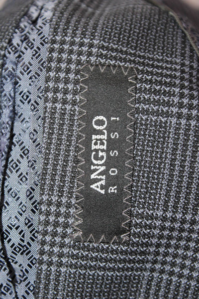 Angelo Rossi Men Dark Gray Plaid Suit Jacket Button Closure Collared Size 40