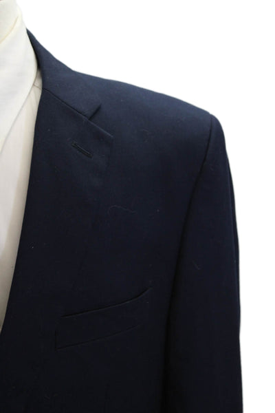 Bespoke Mens Dark Blue Solid Button Blazer Big & Tall Polyester Viscose Size 44