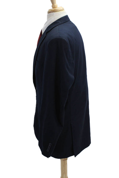 Bespoke Mens Dark Blue Solid Button Blazer Big & Tall Polyester Viscose Size 44