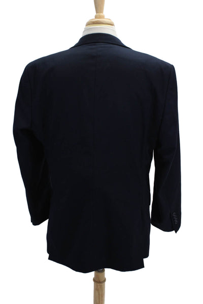 Bespoke Mens Dark Blue Solid Button Blazer Big & Tall Polyester Viscose Size 44