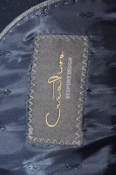 Bespoke Mens Dark Blue Solid Button Blazer Big & Tall Polyester Viscose Size 44