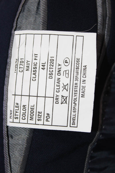 Bespoke Mens Dark Blue Solid Button Blazer Big & Tall Polyester Viscose Size 44