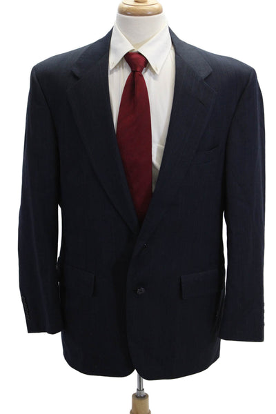 Palm Beach Men Dark Blue Striped Suit Jacket 65%Poly/35%Visc Size 46