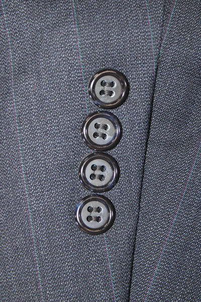 Palm Beach Men Dark Blue Striped Suit Jacket 65%Poly/35%Visc Size 46