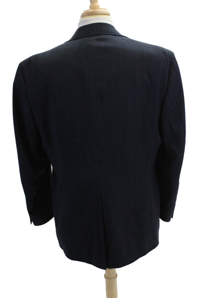 Palm Beach Men Dark Blue Striped Suit Jacket 65%Poly/35%Visc Size 46