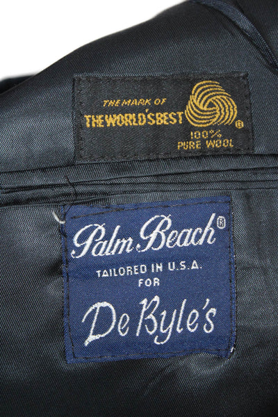 Palm Beach Men Dark Blue Striped Suit Jacket 65%Poly/35%Visc Size 46