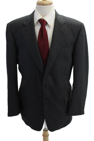 Hickey Freeman Mens Suit Jacket Dark Gray 100% Wool Button Solid Size 42