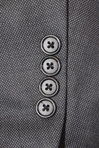 Hickey Freeman Mens Suit Jacket Dark Gray 100% Wool Button Solid Size 42