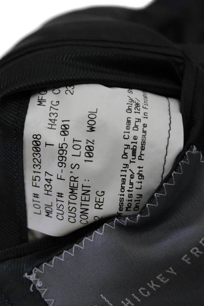 Hickey Freeman Mens Suit Jacket Dark Gray 100% Wool Button Solid Size 42