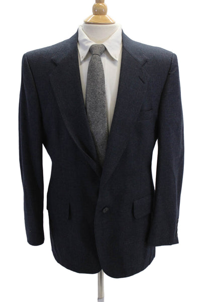 Kuppenheimer, Men Suit Jacket Dark Blue Check Collared Button Size 42