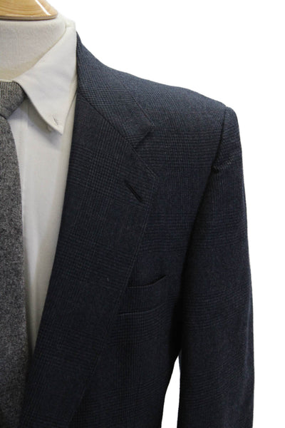 Kuppenheimer, Men Suit Jacket Dark Blue Check Collared Button Size 42