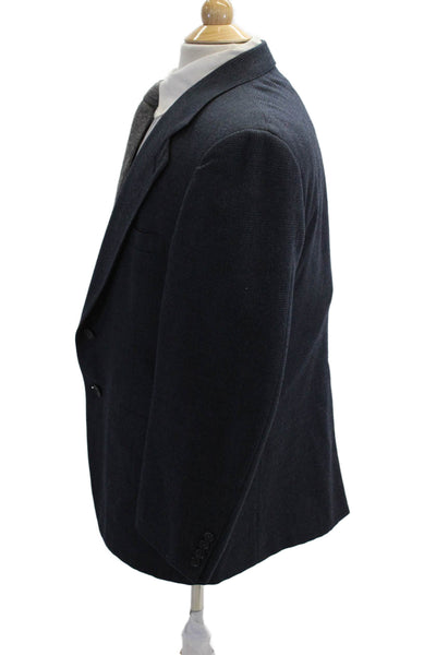 Kuppenheimer, Men Suit Jacket Dark Blue Check Collared Button Size 42