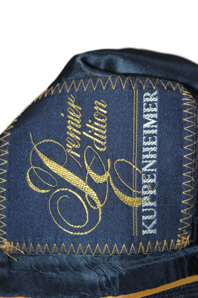 Kuppenheimer, Men Suit Jacket Dark Blue Check Collared Button Size 42