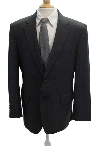 Kenneth Cole Mens Dark Gray 98% Wool Suit Jacket Collared Button Solid Size 44