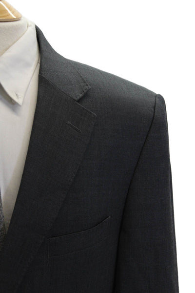 Kenneth Cole Mens Dark Gray 98% Wool Suit Jacket Collared Button Solid Size 44