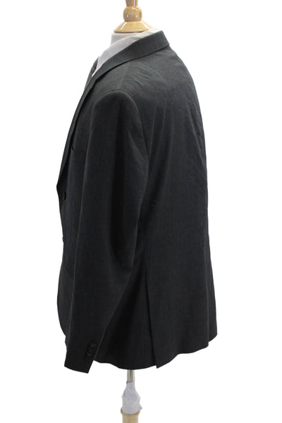 Kenneth Cole Mens Dark Gray 98% Wool Suit Jacket Collared Button Solid Size 44