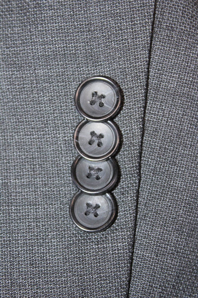 Kenneth Cole Mens Dark Gray 98% Wool Suit Jacket Collared Button Solid Size 44
