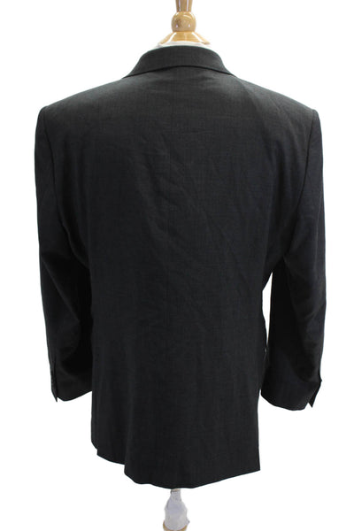 Kenneth Cole Mens Dark Gray 98% Wool Suit Jacket Collared Button Solid Size 44