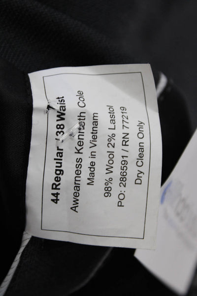 Kenneth Cole Mens Dark Gray 98% Wool Suit Jacket Collared Button Solid Size 44