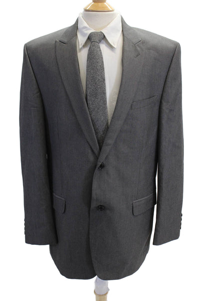 Joseph Abboud Men Suit Jacket Gray Herringbone Button Big & Tall Size 44