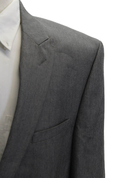 Joseph Abboud Men Suit Jacket Gray Herringbone Button Big & Tall Size 44