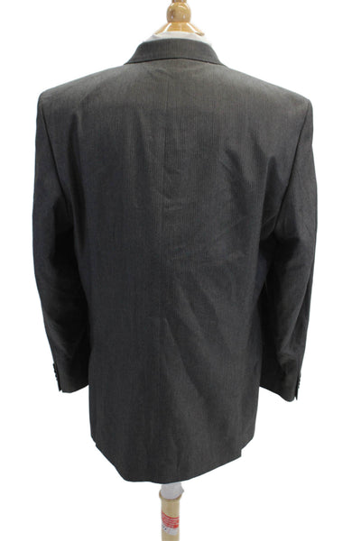 Joseph Abboud Men Suit Jacket Gray Herringbone Button Big & Tall Size 44