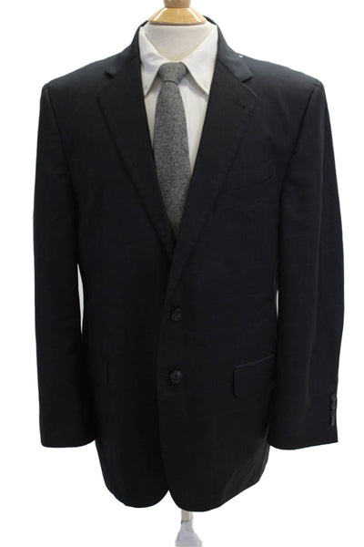 Joseph Abboud Men Dark Blue Check Suit Jacket Collared Button Classic Size 44