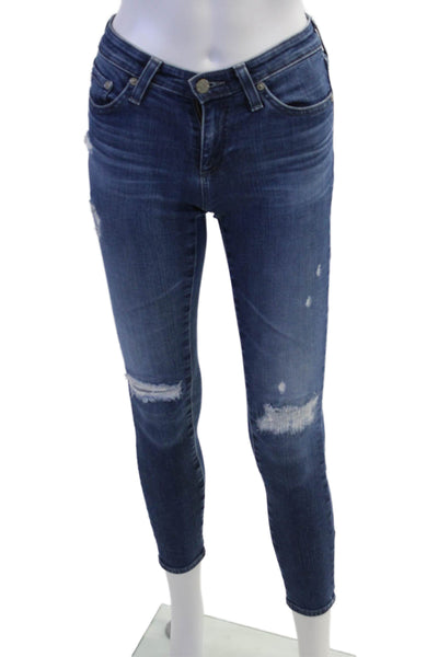 AG Adriano Goldschmied Women Ankle Skinny Dark Blue Jeans Sz 24