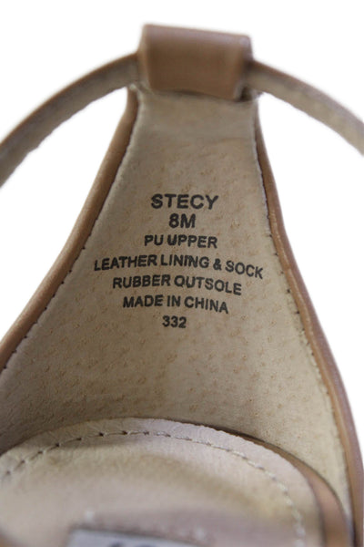 Steve Madden Womens Leather Ankle Strap Sandal Heels Beige Size 8 Medium