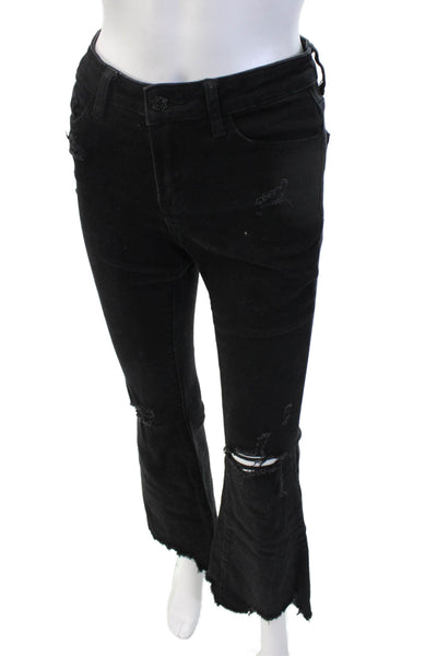 Flying Monkey Women Flared Cropped Black Jeans Size 25