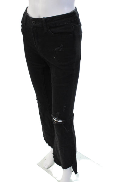 Flying Monkey Women Flared Cropped Black Jeans Size 25