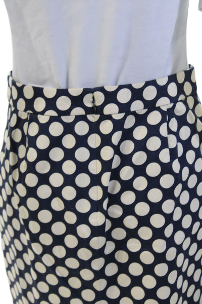J Crew Womens Straight Pencil Skirt Dark Blue Polka Dot Midi Size 0