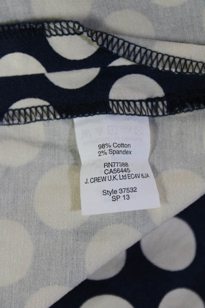 J Crew Womens Straight Pencil Skirt Dark Blue Polka Dot Midi Size 0