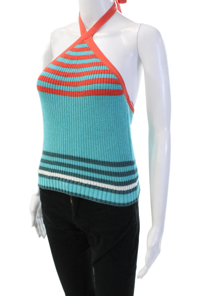Zara Women Light Blue Striped Tank Beach Size S