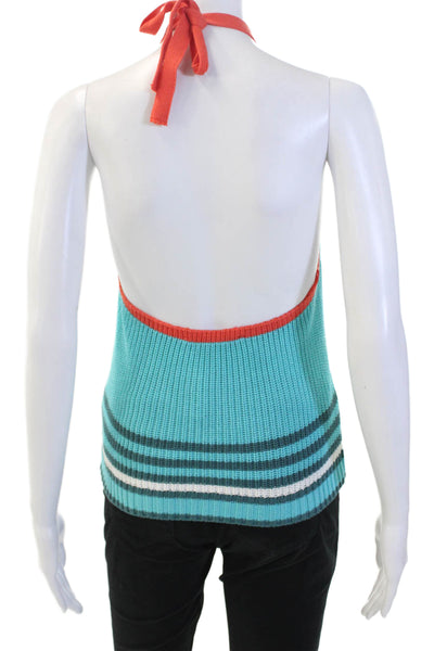Zara Women Light Blue Striped Tank Beach Size S
