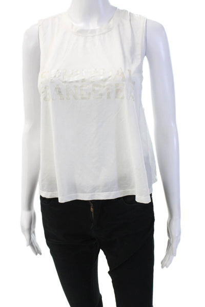 Spiritual Gangster Women Cropped Tank White Graphic Crew Neck Sleeveless Size M