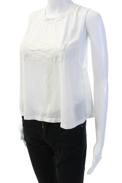 Spiritual Gangster Women Cropped Tank White Graphic Crew Neck Sleeveless Size M