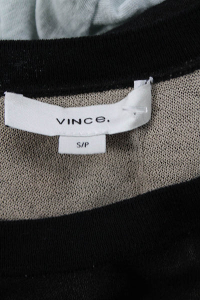 Vince Women Basic Black Crew Neck T-Shirt Short Sleeve Cotton Petites Size S