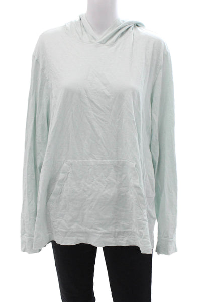 Theory Women Pullover Hoodie Light Blue 100% Cotton Long Sleeve Size XL